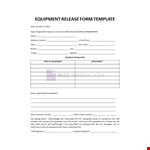 Equipment Release Form Template example document template