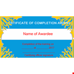Customizable Certificate of Completion Template for Awards example document template