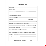Download Permission Slip for Your Event - Emergency Contact and Permission Included example document template