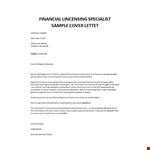 Financial Licensing Specialist cover letter example document template