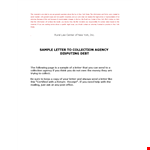 Debt Agency Letter Template example document template