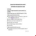 Disaster Preparation Sheet Excessive Heat example document template 