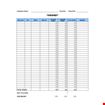 Employee Timesheet Template - Easily Track Total Hours example document template