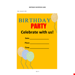 Birthday Party Invitation Card Template example document template