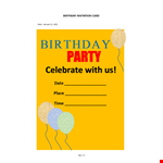 Birthday Party Invitation Card Template example document template 