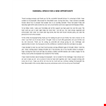 Farewell Speech for a New Opportunity example document template