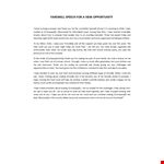 Farewell Speech for a New Opportunity example document template 