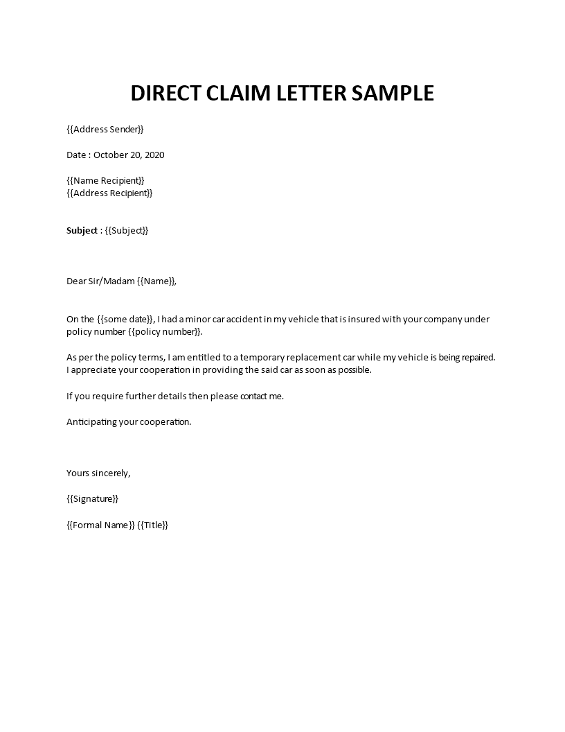 Insurance claim letter