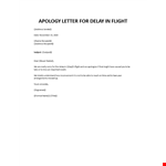 Apology Letter for Delay in Flight example document template