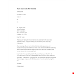 Thank You Email After Interview Template - Engineer at Corporation example document template