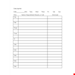 Daily Agenda Planner example document template