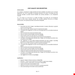 Cost Analyst Job Description example document template