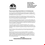 Employee Behaviour Complaint example document template