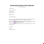 Work Verification Letter Template example document template 