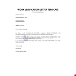 Work Verification Letter Template example document template