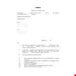 Quary Lease Application Form example document template