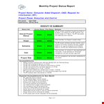 Monthly Project Status - Green Project example document template 