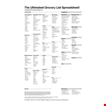 Grocery Checklists Spreadsheet Excel Format Download example document template
