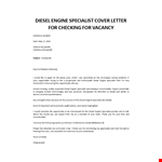 Diesel Engine Specialist Cover Letter example document template