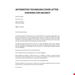 Automotive Technician cover letter example document template