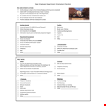 New Employee Department Orientation Checklist example document template