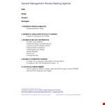 Example Management Agenda: Action, Incident, Injury Solutions example document template