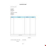 Quotation Form example document template