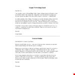 Professional Networking Email: How to Craft Effective Contact Messages for Networking example document template