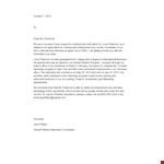 Proof of Employment Letter Template for Internship Program - Louis Peterson example document template