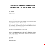 Architectural Specifications Writer cover letter example document template