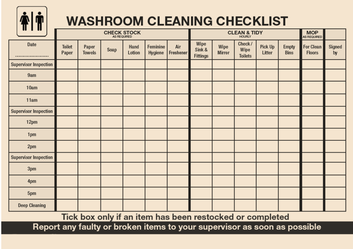 printable bathroom cleaning checklist example