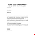 Architectural Estimating Manager cover letter example document template