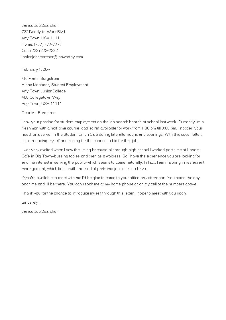 Cover Letter For Student Job cover-letter-for-student-job
