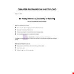 Disaster Preparation Sheet Flood example document template 