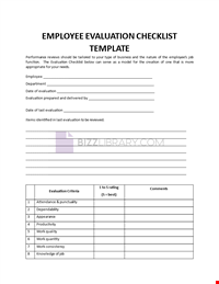 Employee Evaluation Checklist Template
