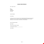 Release Form Template example document template 