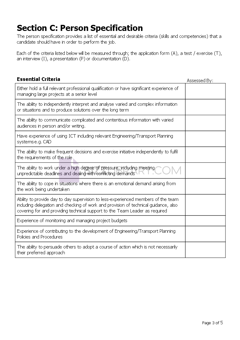 job description form template for engineers sample