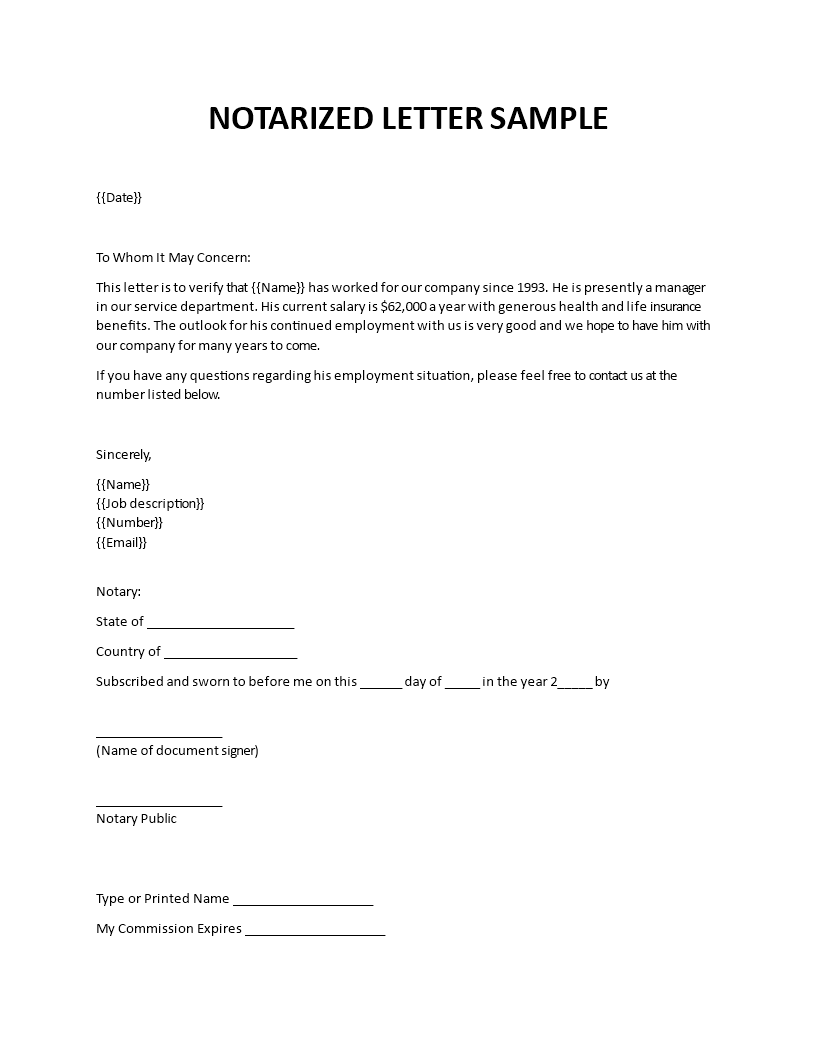 Notarized Letter Notarized Letter