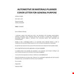 Material Planner cover letter  example document template