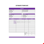 Estimate Template example document template