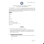 Independent Contractor Agreement - Protect Your Business | Contractor Agreement example document template