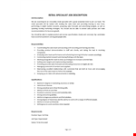 Retail Specialist Job Description  example document template