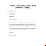 Pricing Analyst cover letter example document template