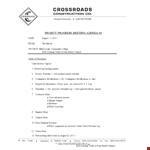 Project Progress Meeting Agenda - Update on Owner and Contingency Plans example document template