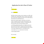 Application for Job In Place Of Father example document template