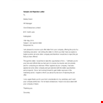 Formal Job Rejection Letter example document template
