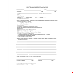 Employee Discipline Notice: Written Warning from Department of Discipline example document template