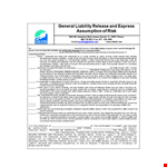 General Liability Release Form example document template