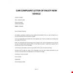 Complaint letter template for faulty car example document template