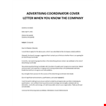Advertising Coordinator Cover letter  example document template